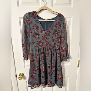 Madewell long sleeve floral mini dress